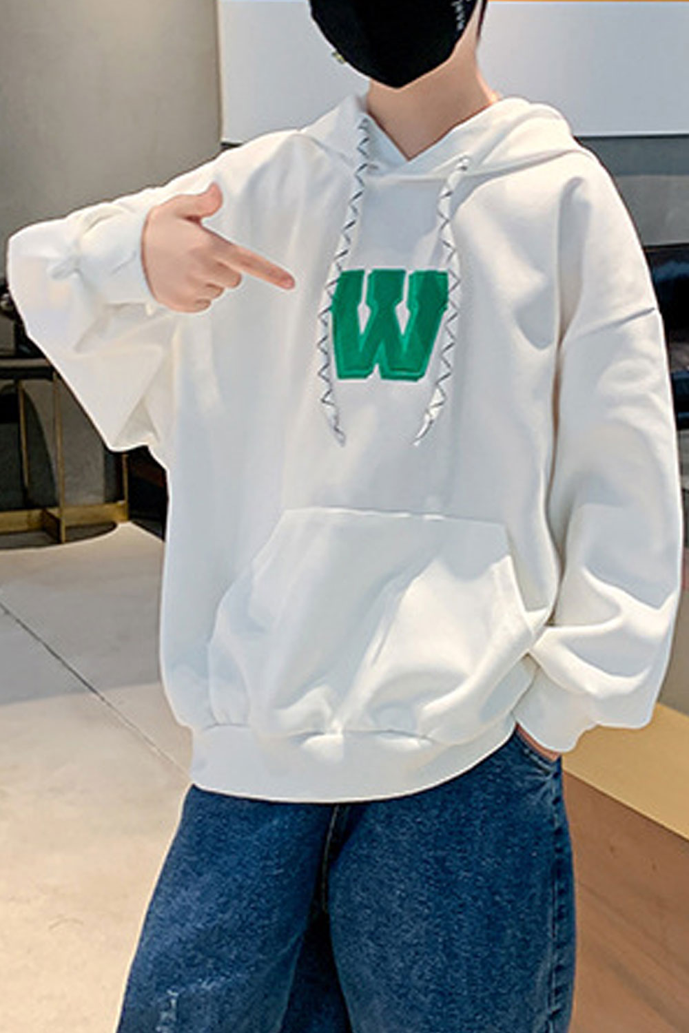 Kids Boys Elegent Letter Pattern Pocket Designed Loose & Warm Long Sleeve Pullover Hoodie