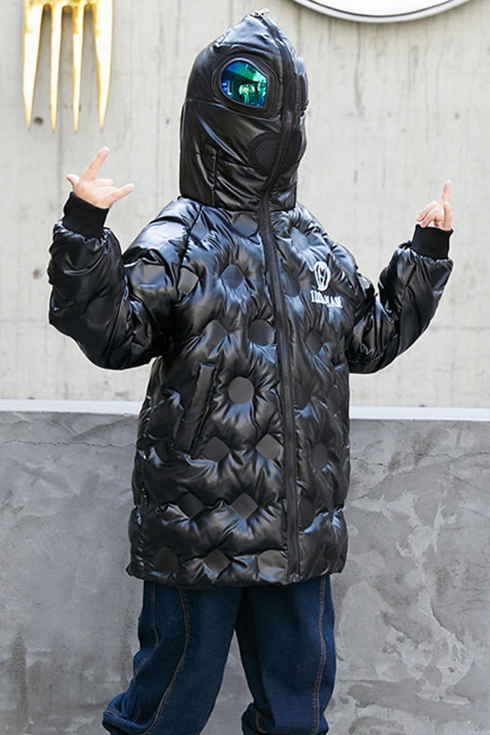 Kids Boys Shiny Nylon Bubble Fluffy Padded Jacket