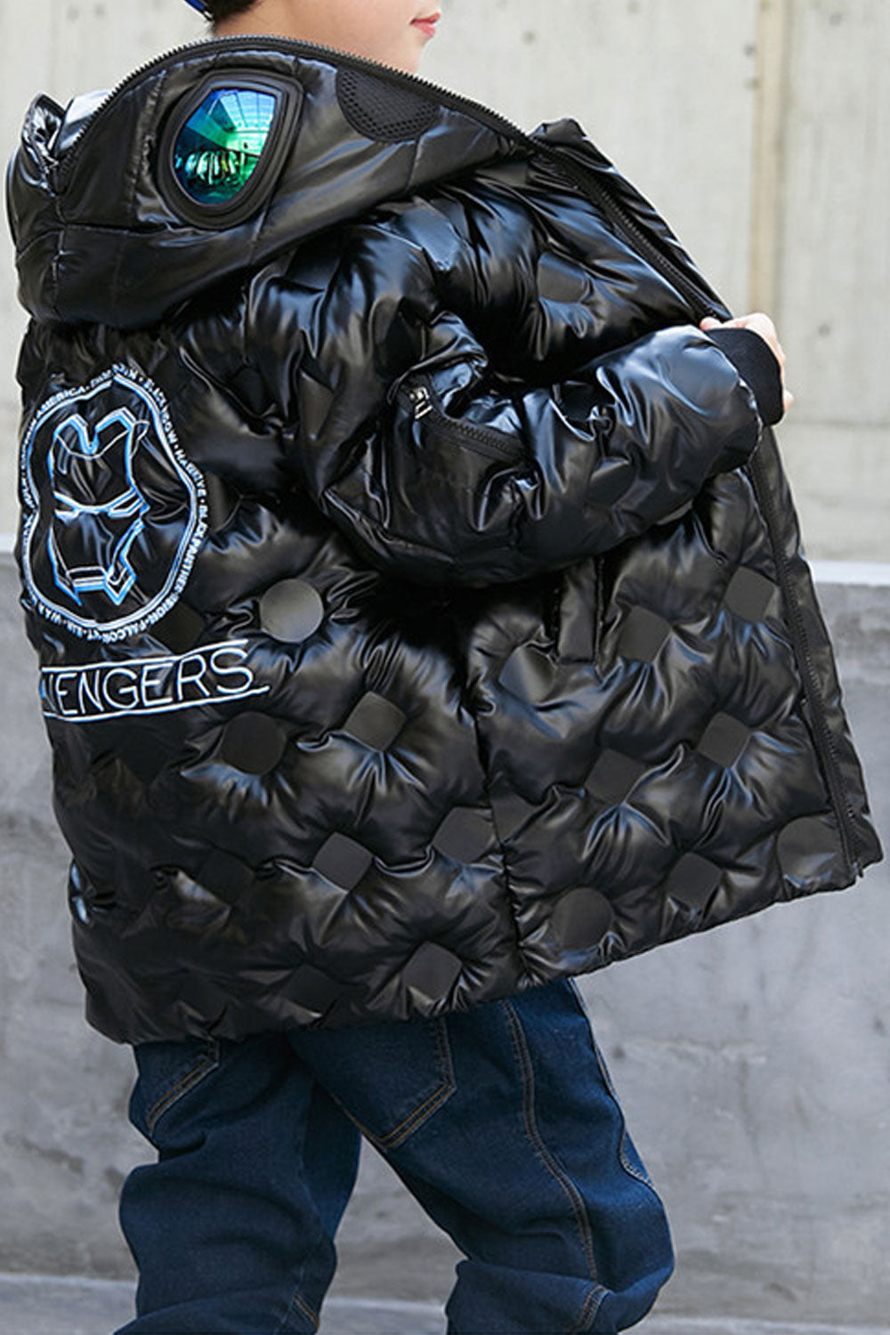 Kids Boys Shiny Nylon Bubble Fluffy Padded Jacket
