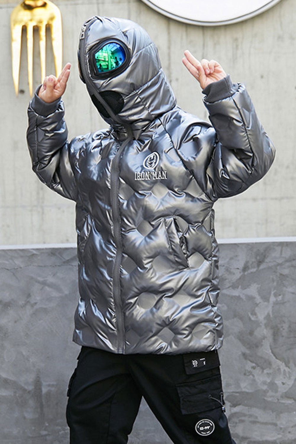 Kids Boys Shiny Nylon Bubble Fluffy Padded Jacket