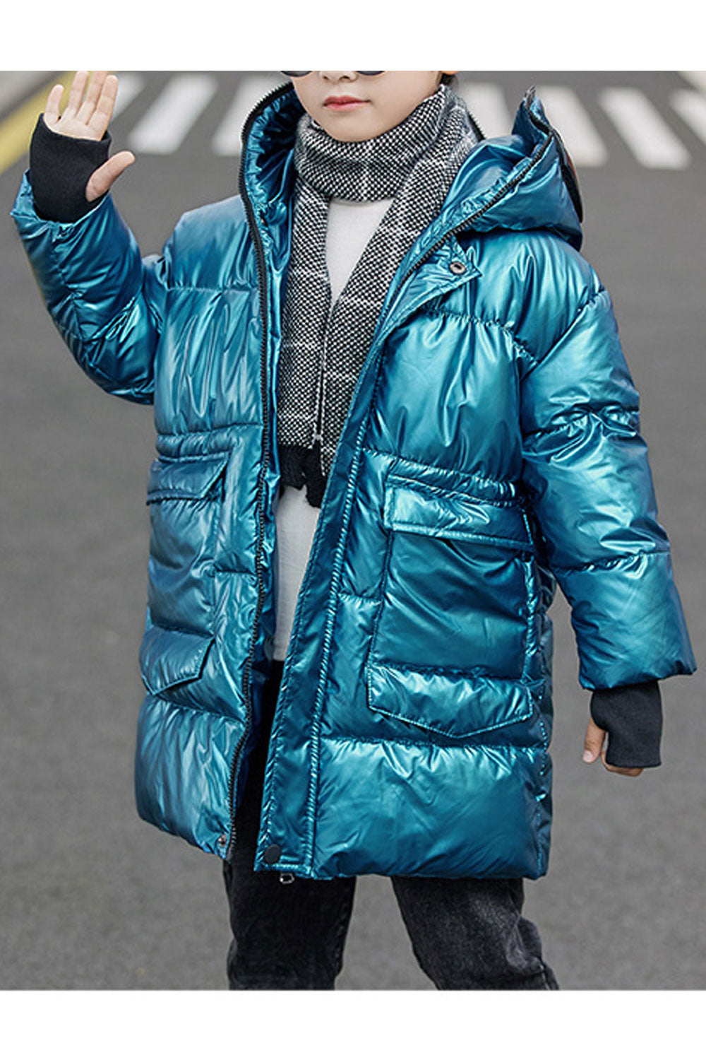Kids Boys Long Puffer Solid Padded Jacket