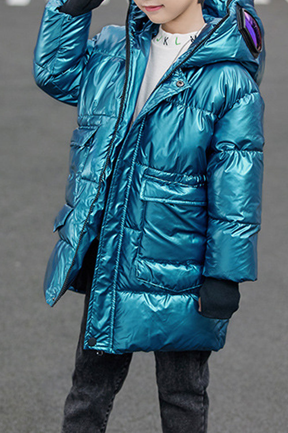 Kids Boys Long Puffer Solid Padded Jacket