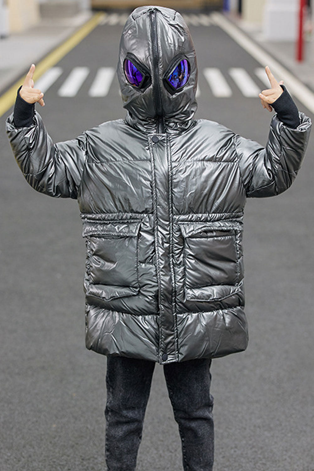 Kids Boys Long Puffer Solid Padded Jacket