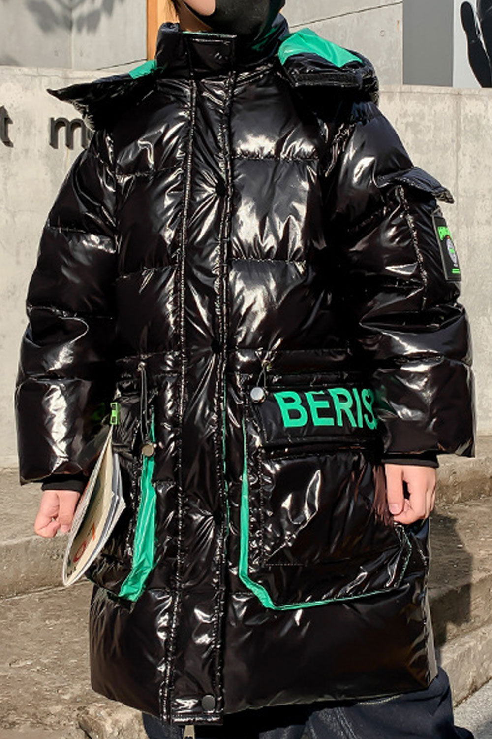 Kids Boys Long Puffer Solid Padded Jacket