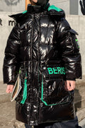 Kids Boys Long Puffer Solid Padded Jacket