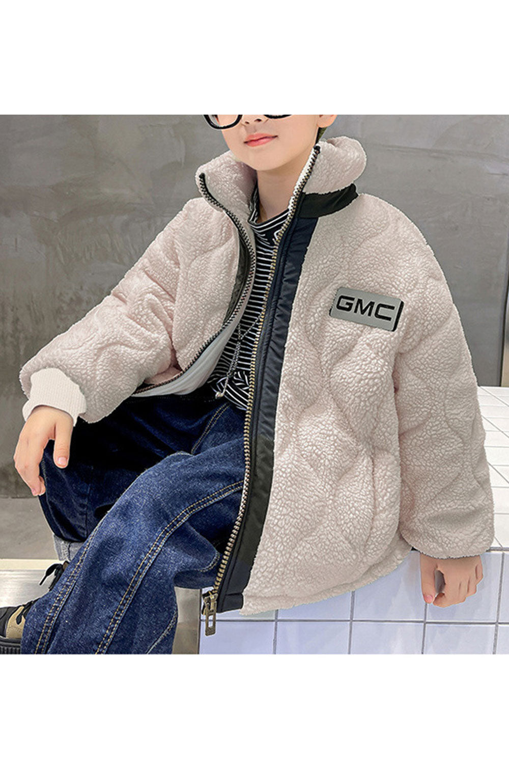 Kids Boys Zip Down Cotton-Padded Jacket