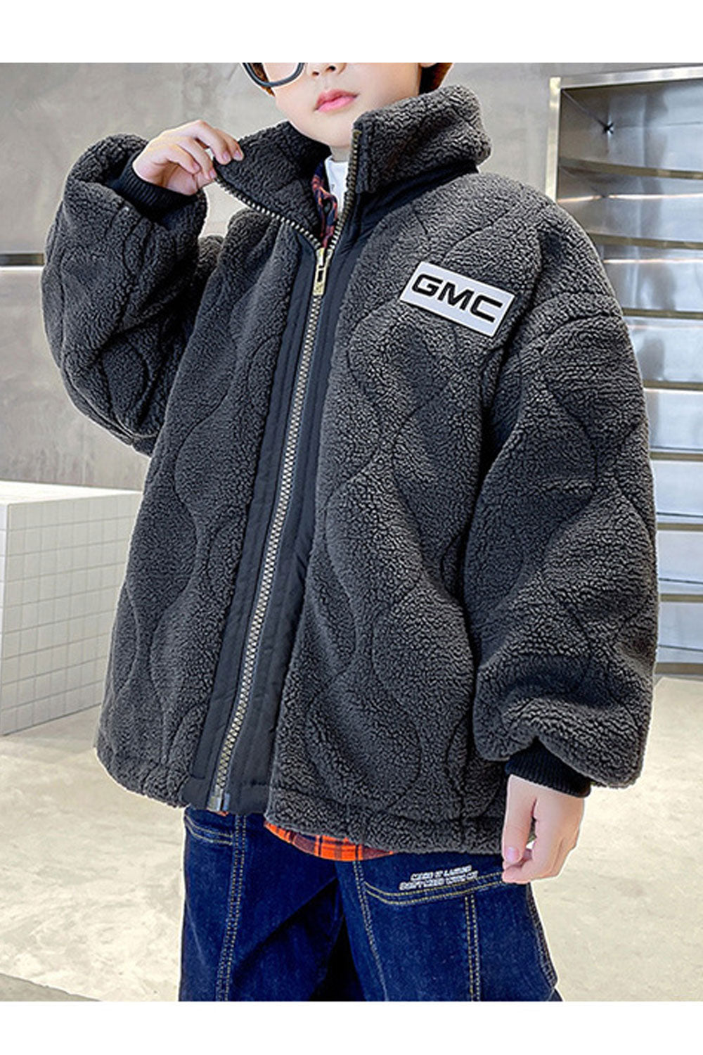 Kids Boys Zip Down Cotton-Padded Jacket