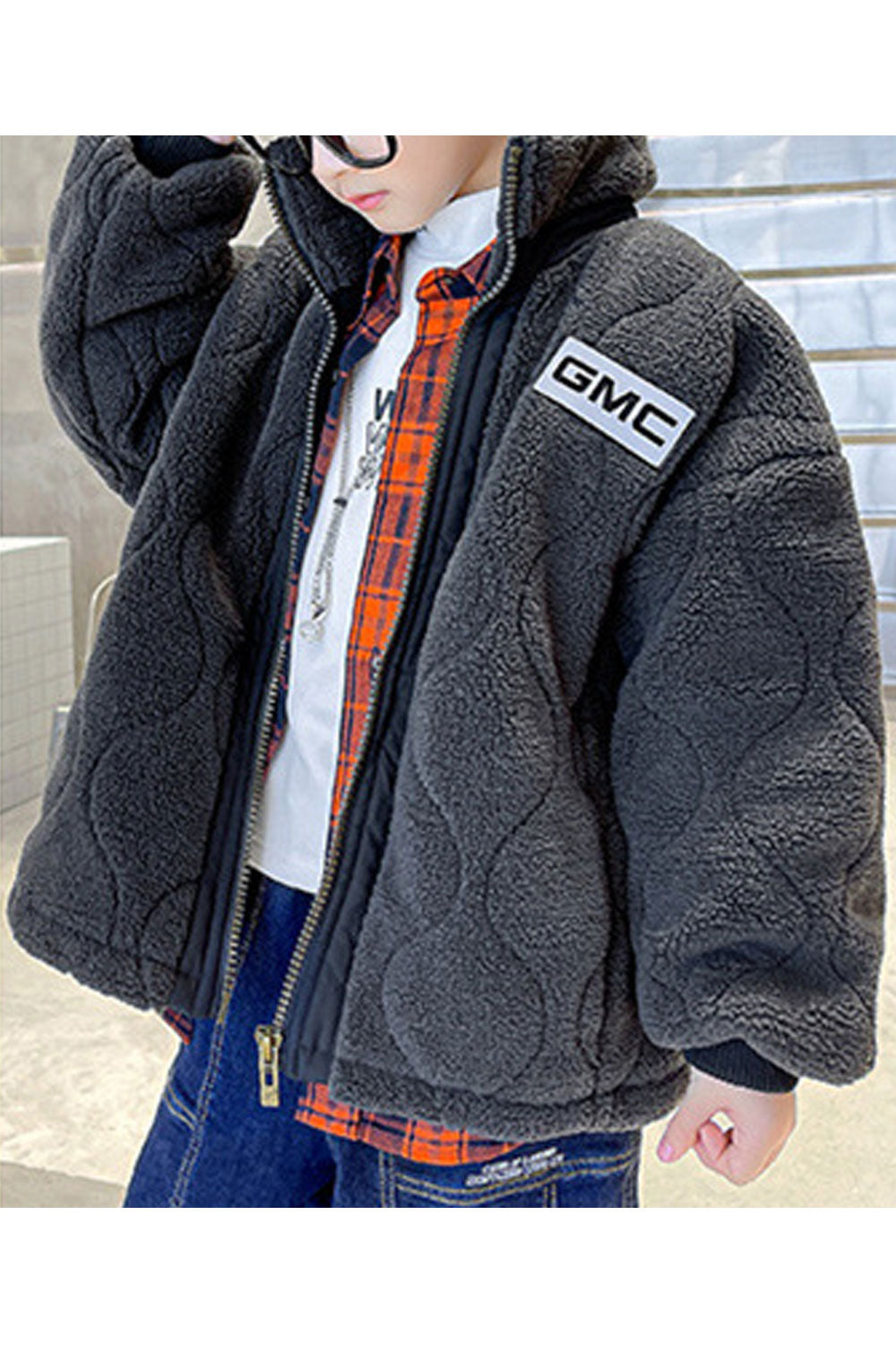 Kids Boys Zip Down Cotton-Padded Jacket