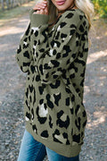 Women Lovely V Neck Leopard Pattern Sweater