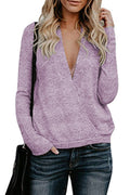 Women Knitted Outstanding Solid Colored Lantern Long Sleeve Round Neck Winter Pullover Sweater
