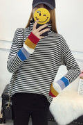 Women Lovely Rainbow Stripe Long Sleeve Sweater