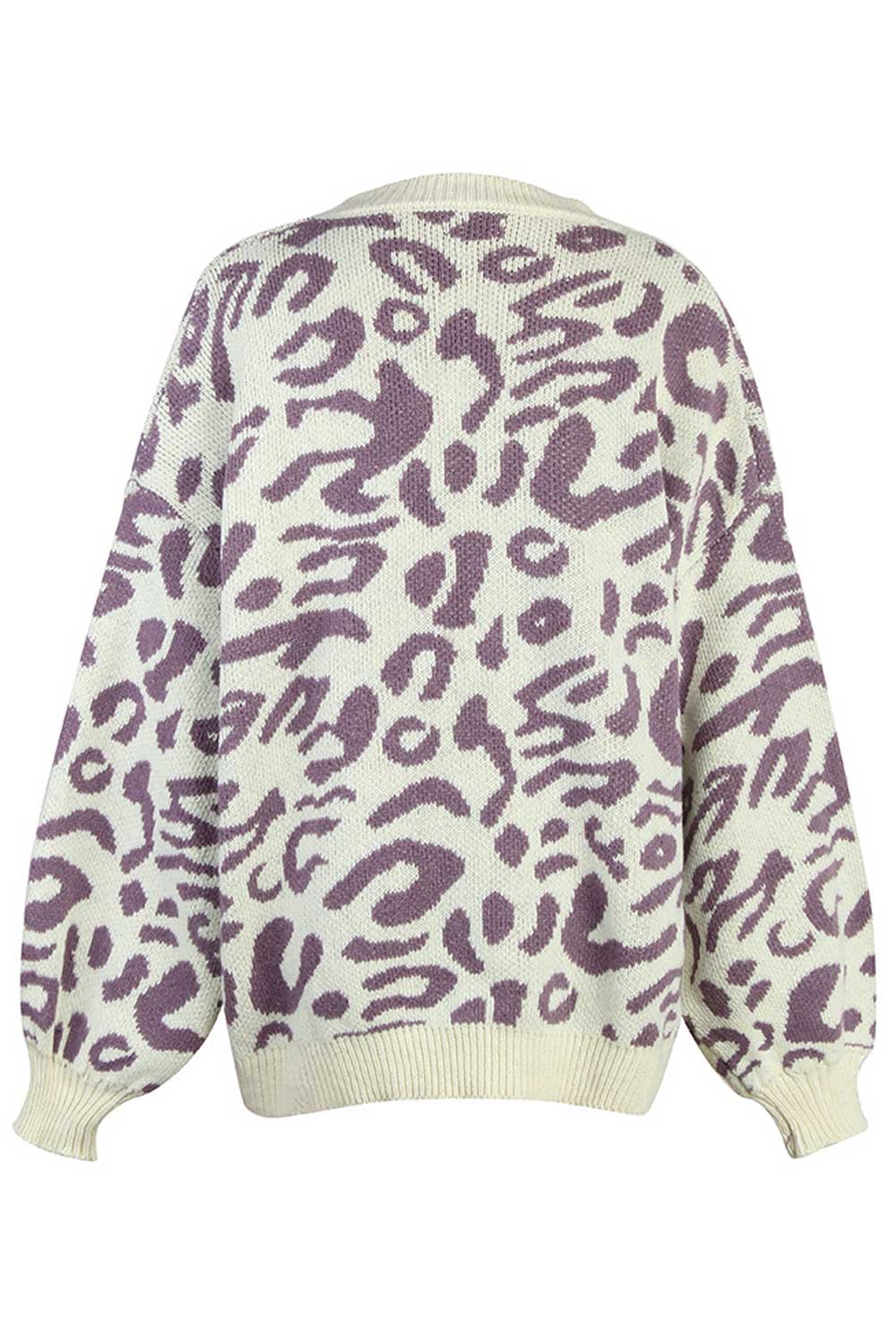 Women Winter Loose Leapard Print Sweater