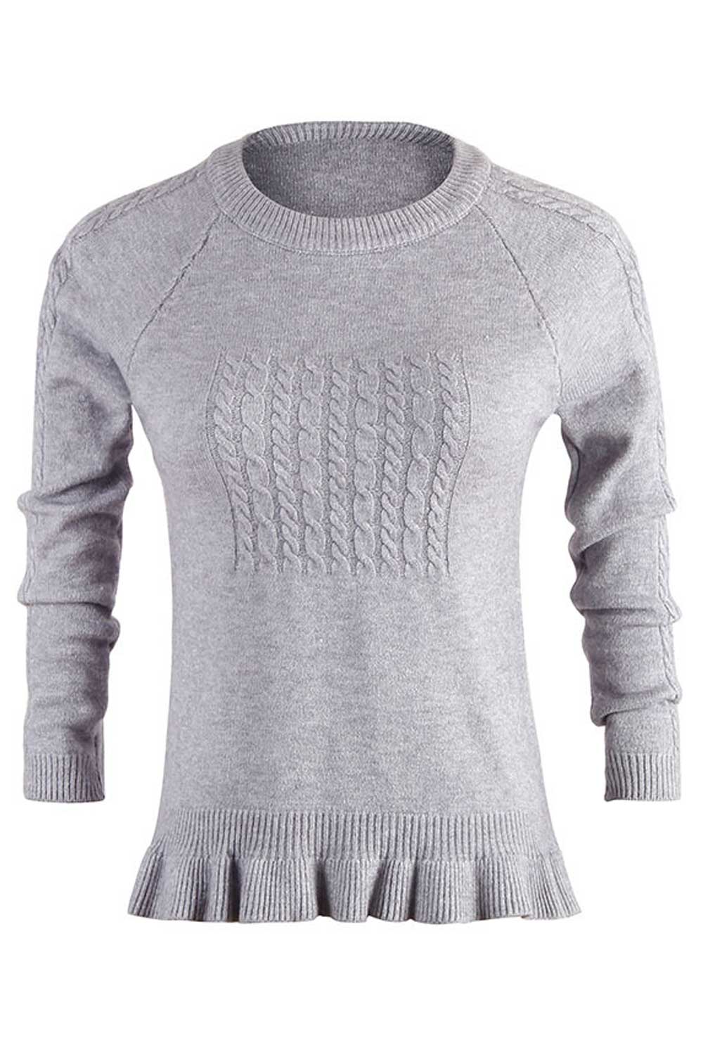 Women Lovely Ruffles Hem Sweater