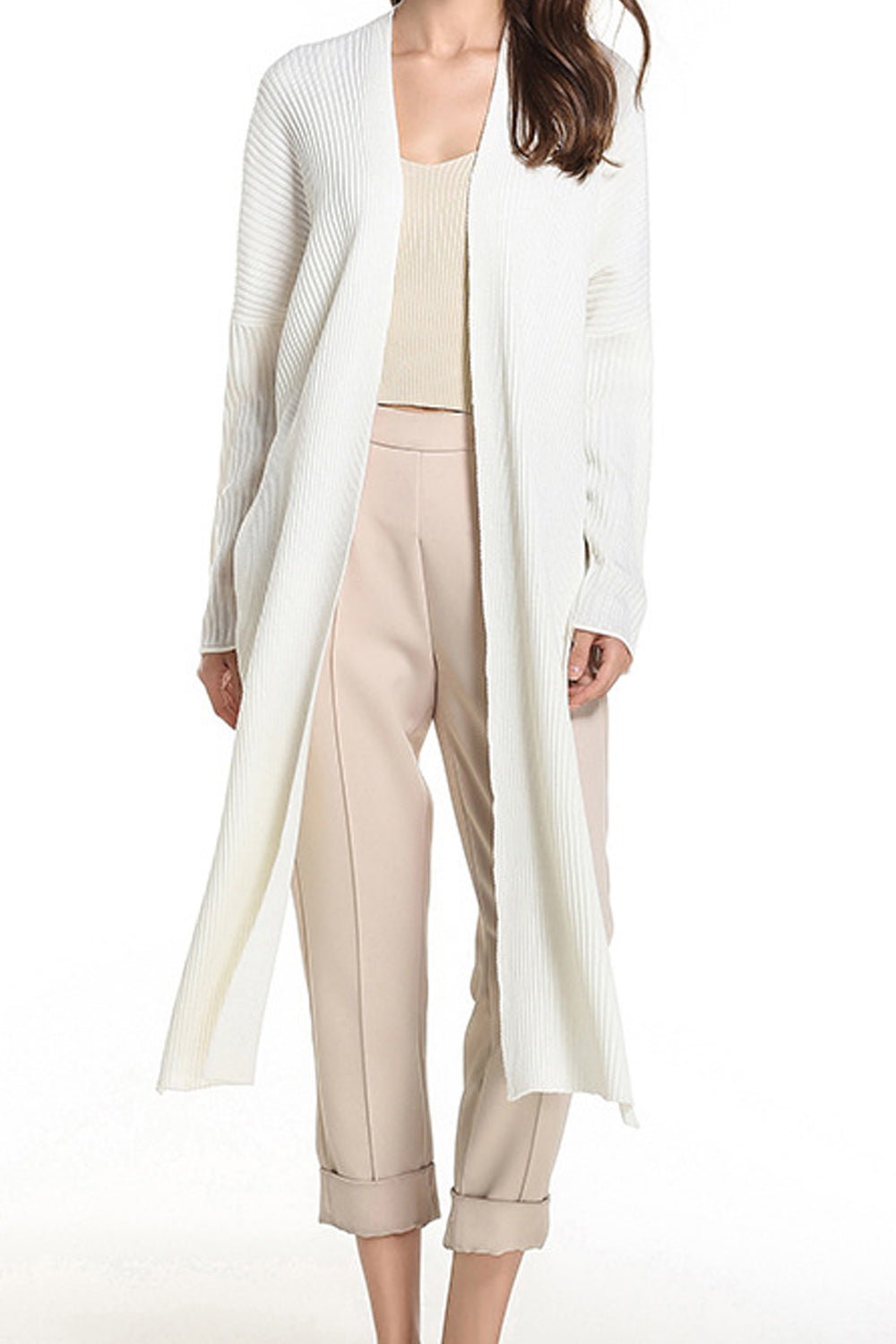 Women Autumn Solid Color Irrgular Hem Cardigan