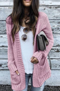 Women Solid Color Loose Long Sleeve Cardigan