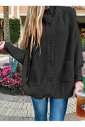 Women Lovely Warm Bat Sleeve Solid Color Cardigan