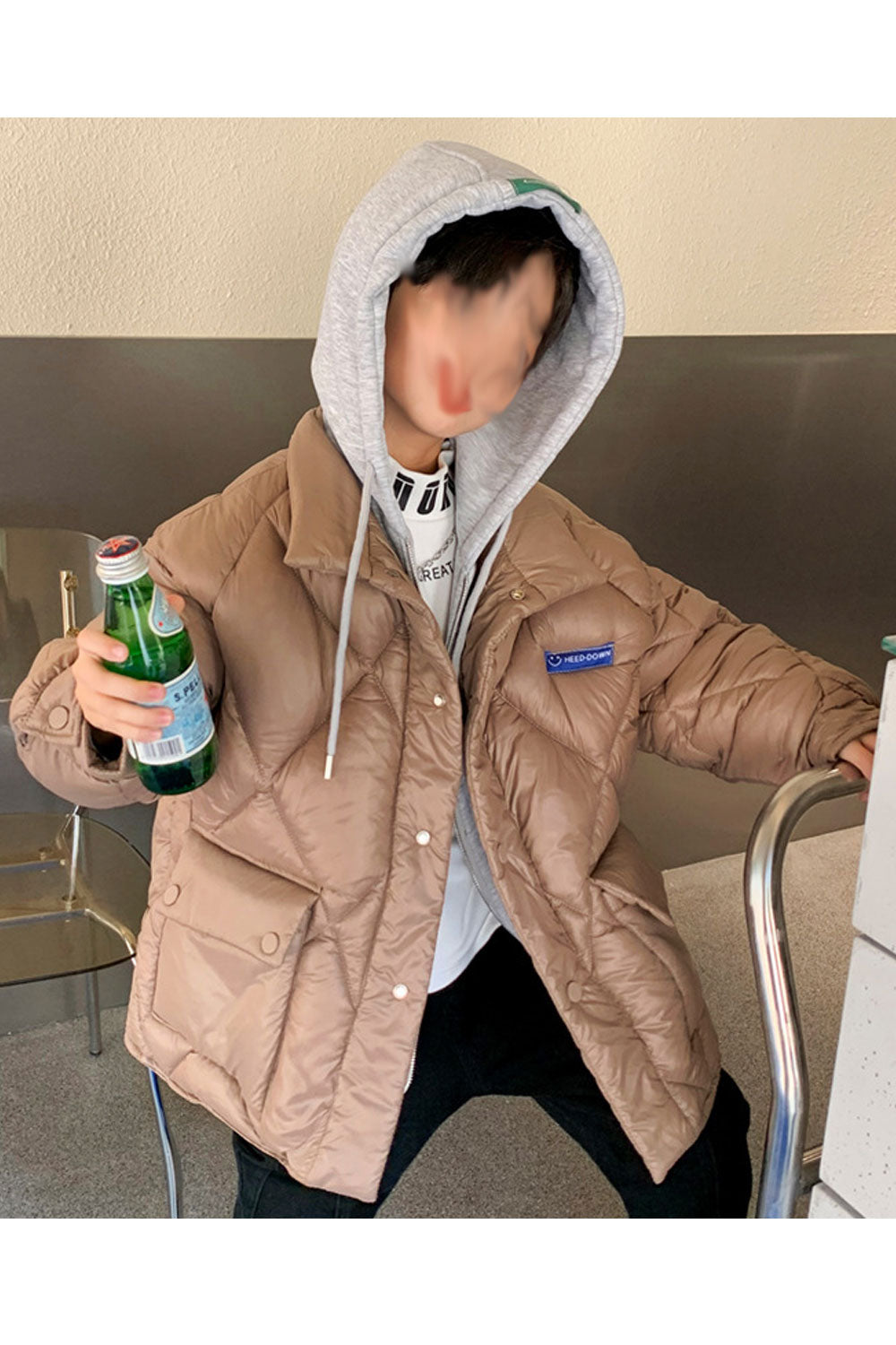 Kids Boys Shining Big Pockets Padded Jacket