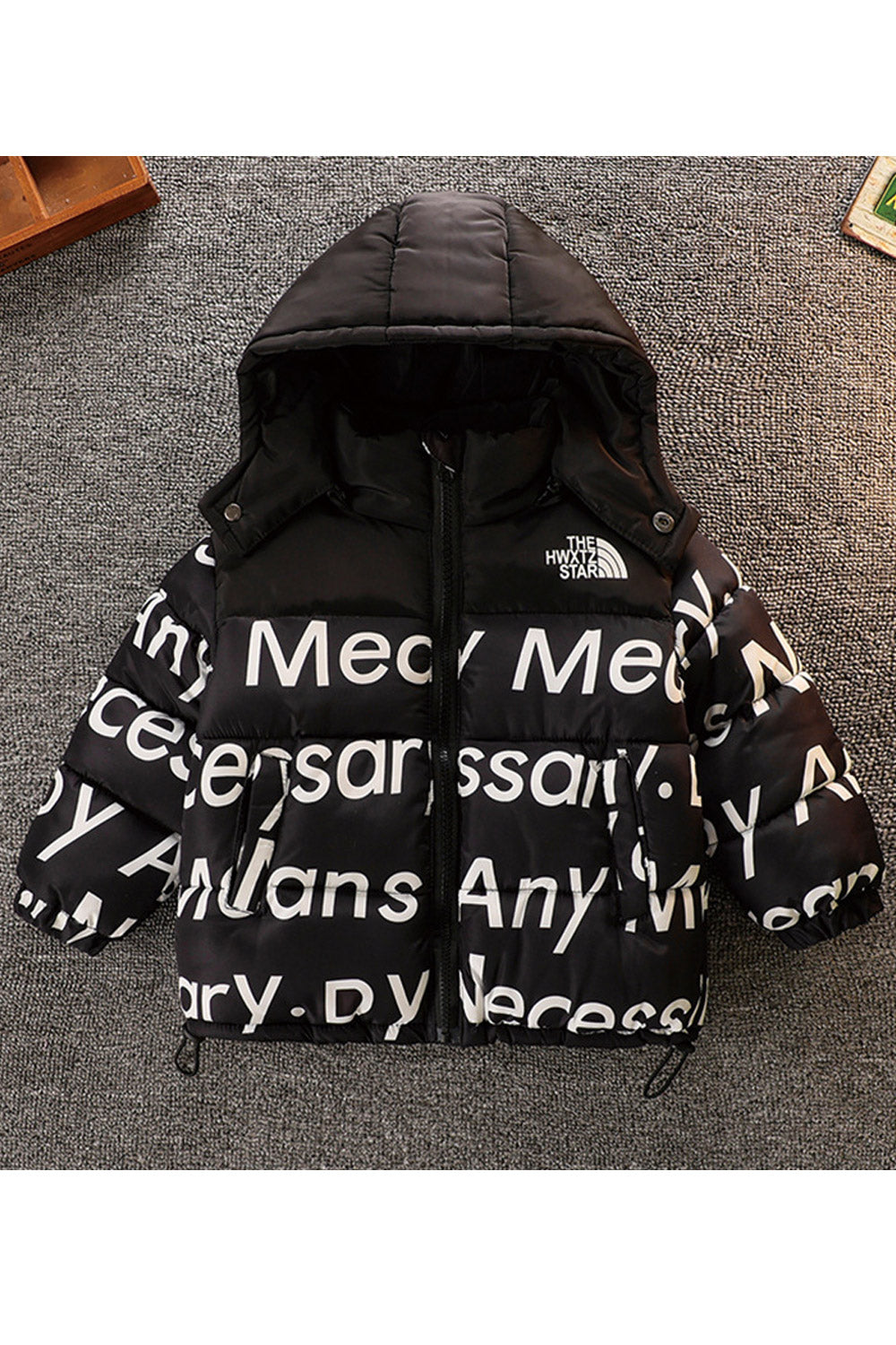 Kid Boys Thickened Printed Hooded Padded Jacket