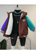 Kid Boys Solid Fleece Hooded Padded Jacket