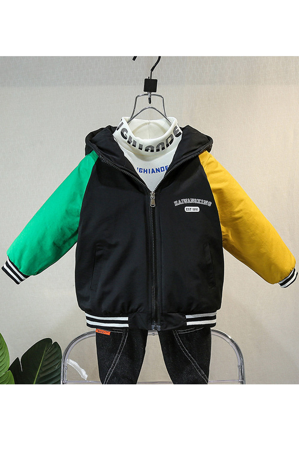 Kid Boys Solid Fleece Hooded Padded Jacket