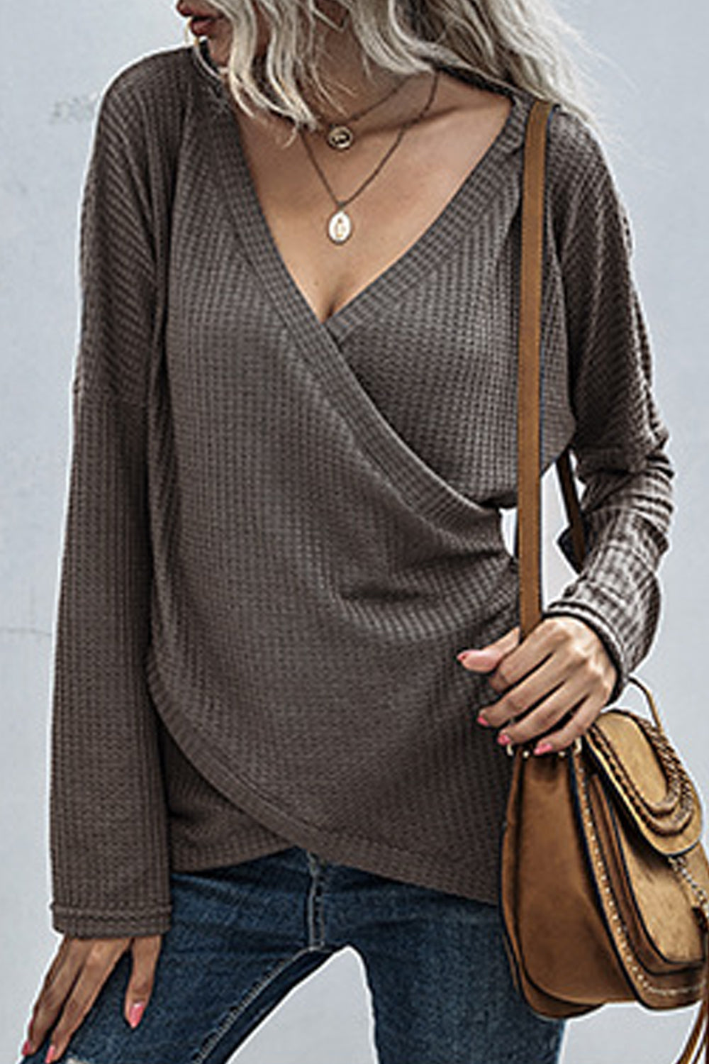 Women Elegant V-Neck Long Sleeve Knitted Solid Pattern Warm Winter Cardigan