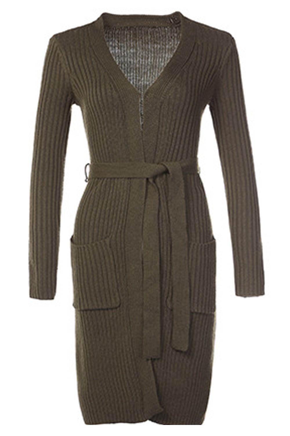 Women Winter Long Split Hem Cardigan