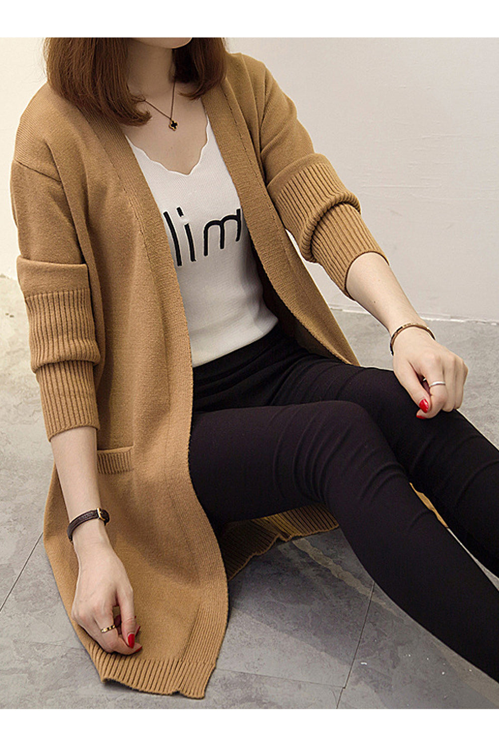 Women Beautiful Solid Color Loose Cardigan