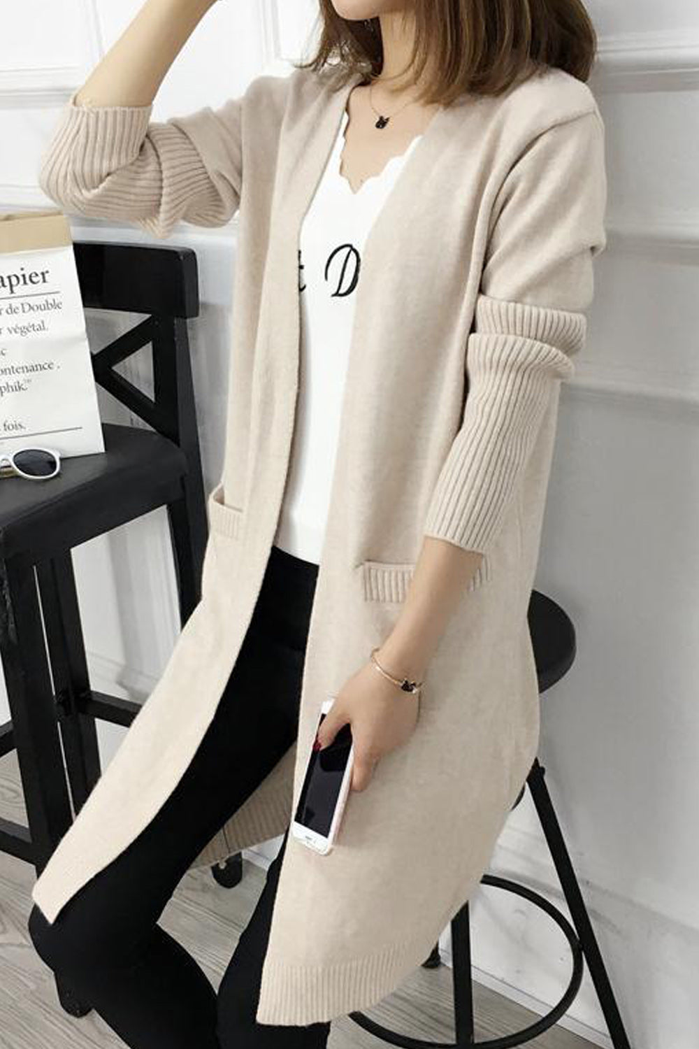 Women Beautiful Solid Color Loose Cardigan