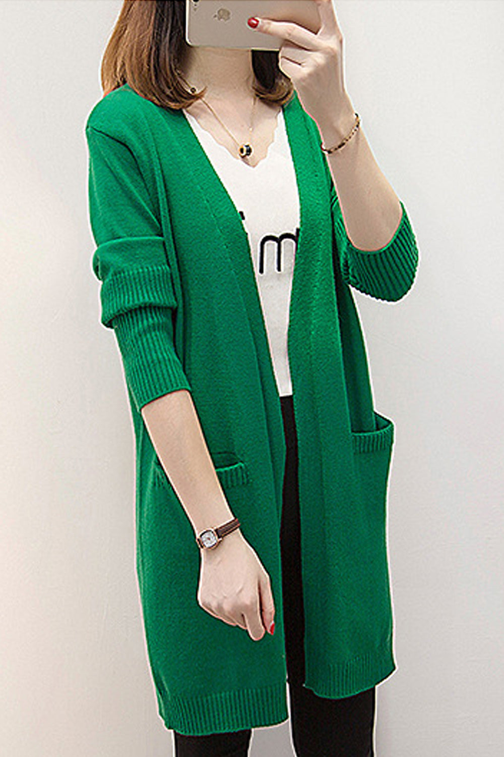 Women Beautiful Solid Color Loose Cardigan