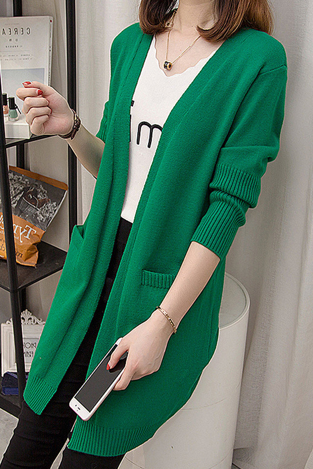 Women Beautiful Solid Color Loose Cardigan