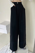 Women Loose Styled Easy Button Closure High-Waist Trendy Solid Colored Winter Casual Jeans
