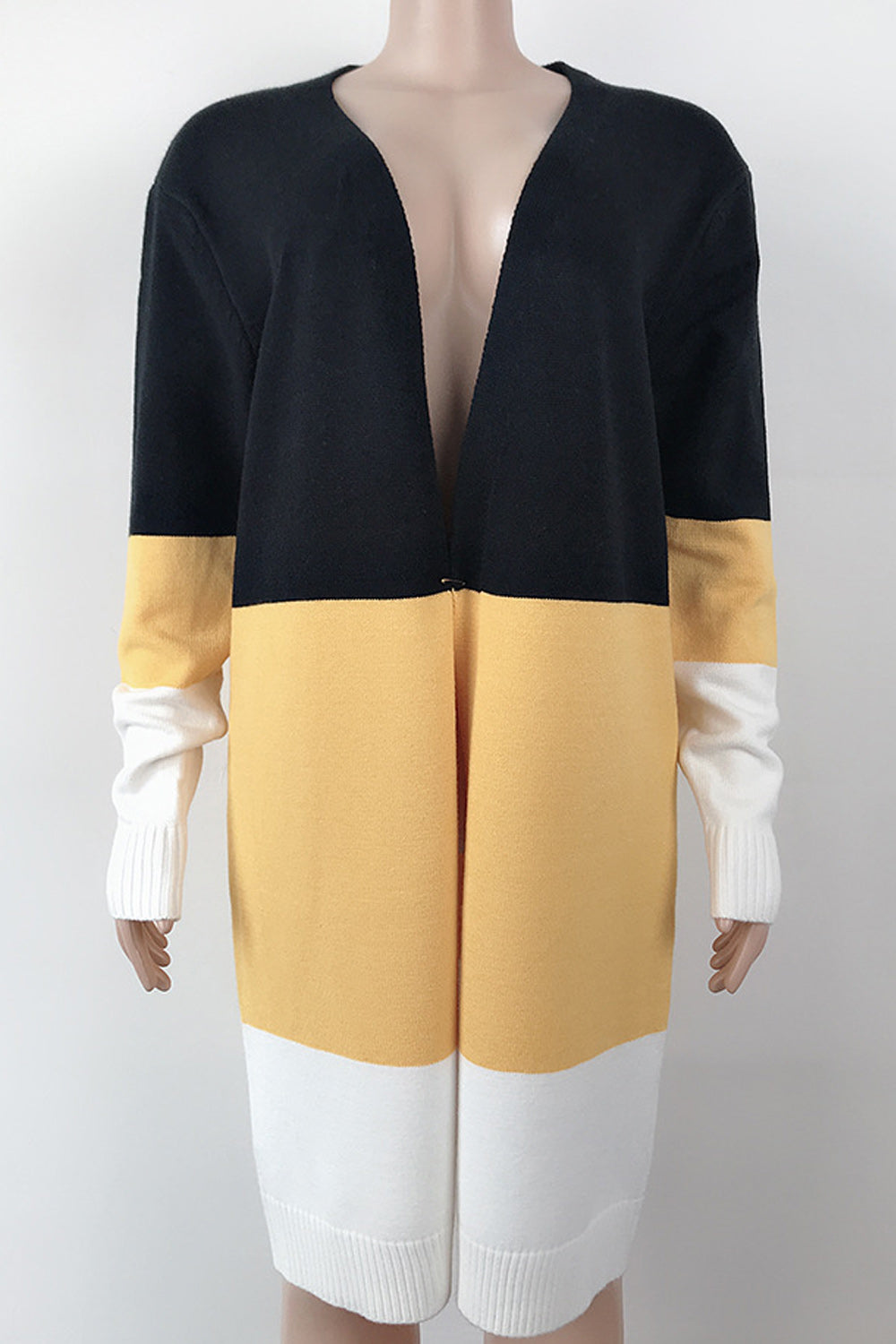 Women Dazzling Long Contrast Color Cardigan