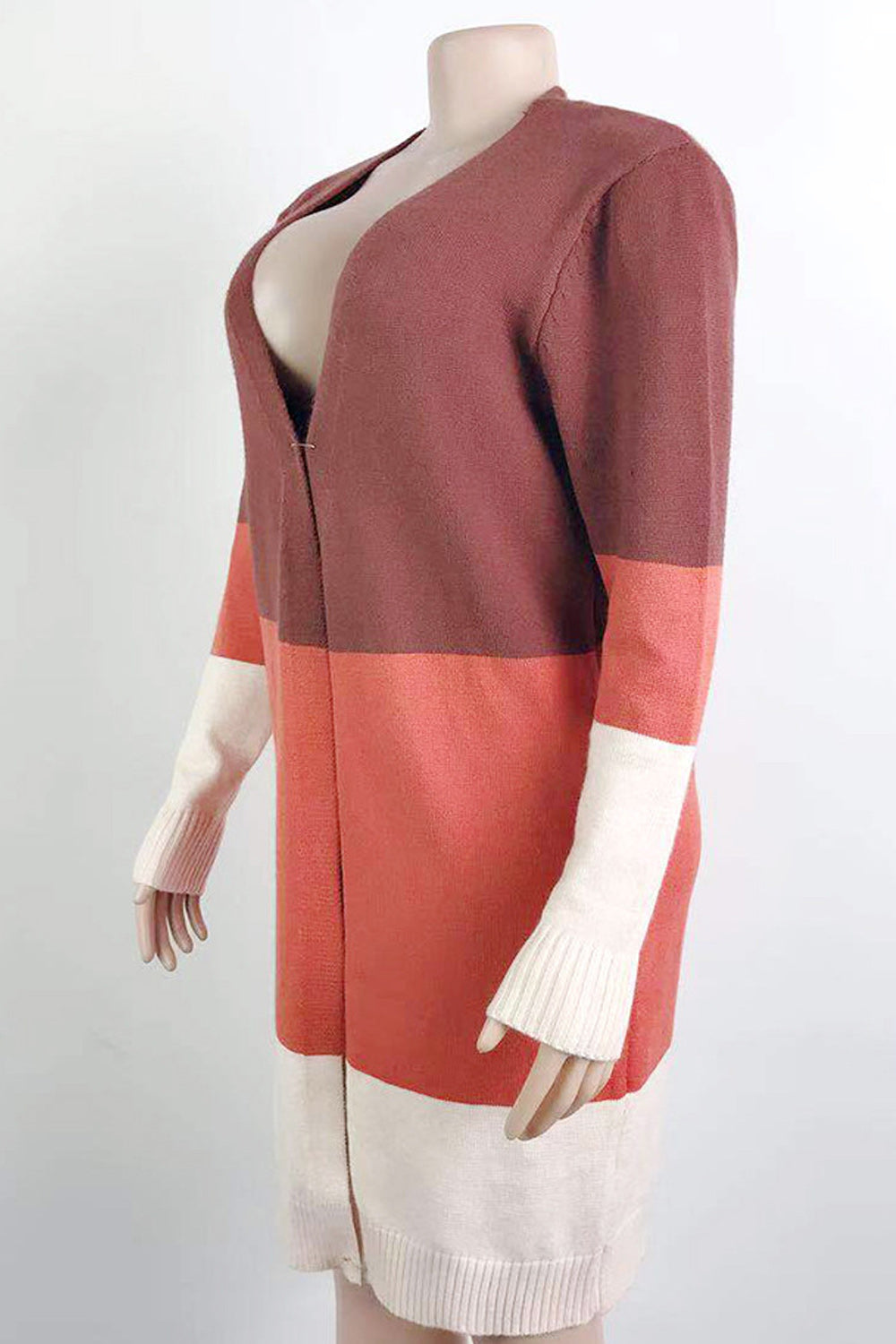 Women Dazzling Long Contrast Color Cardigan