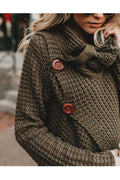 Women Classy High Collar Diagonal Button Cardigan