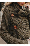 Women Classy High Collar Diagonal Button Cardigan