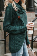 Women Classy High Collar Diagonal Button Cardigan