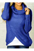Women Classy High Collar Diagonal Button Cardigan