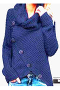Women Classy High Collar Diagonal Button Cardigan