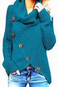 Women Classy High Collar Diagonal Button Cardigan