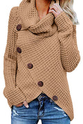 Women Classy High Collar Diagonal Button Cardigan