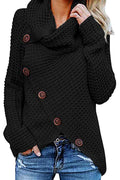 Women Classy High Collar Diagonal Button Cardigan