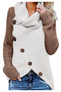 Women Classy High Collar Diagonal Button Cardigan