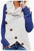 Women Classy High Collar Diagonal Button Cardigan