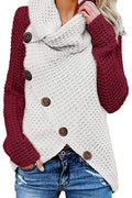 Women Classy High Collar Diagonal Button Cardigan