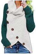 Women Classy High Collar Diagonal Button Cardigan