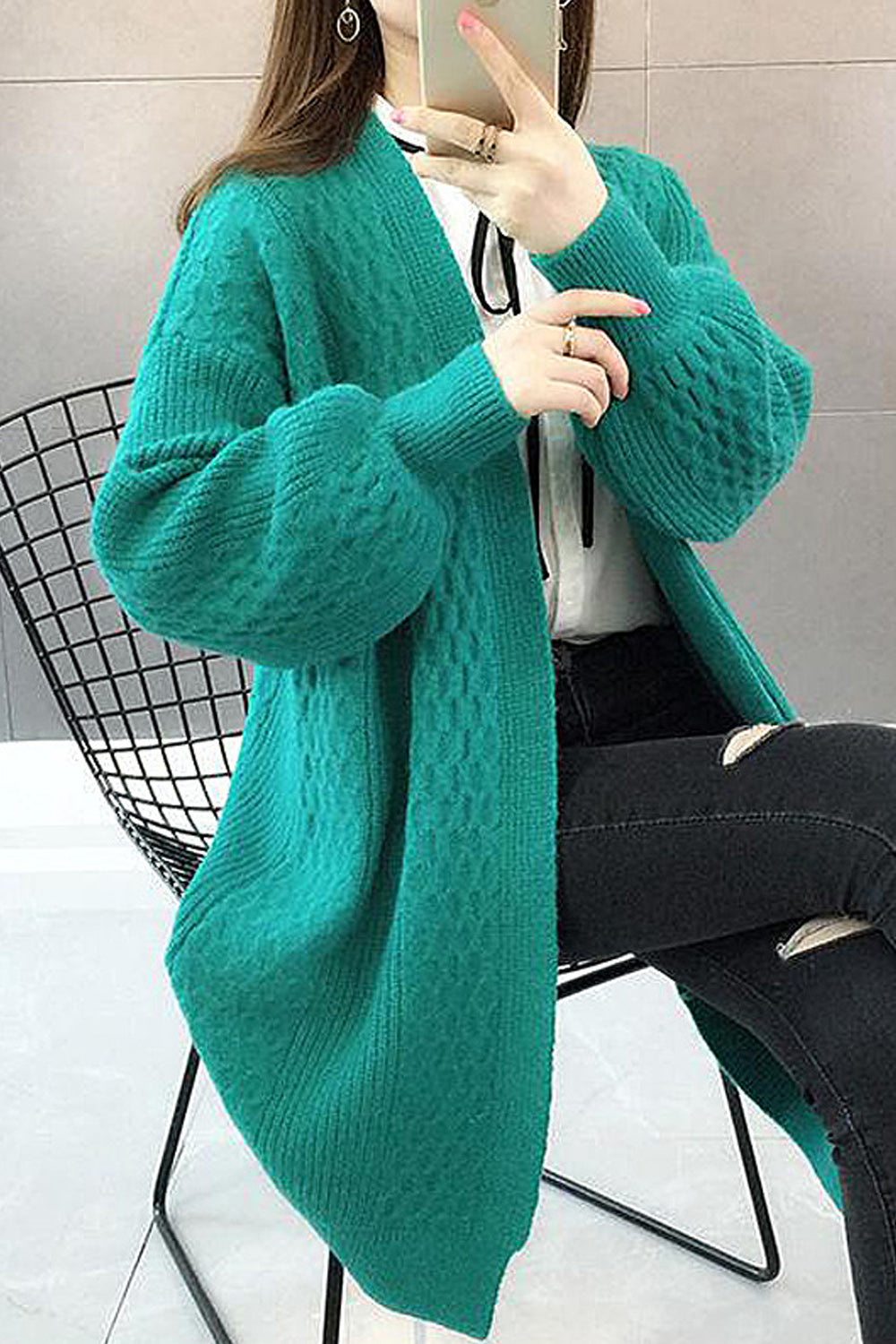 Women Comfy Solid Color V Neck Cardigan