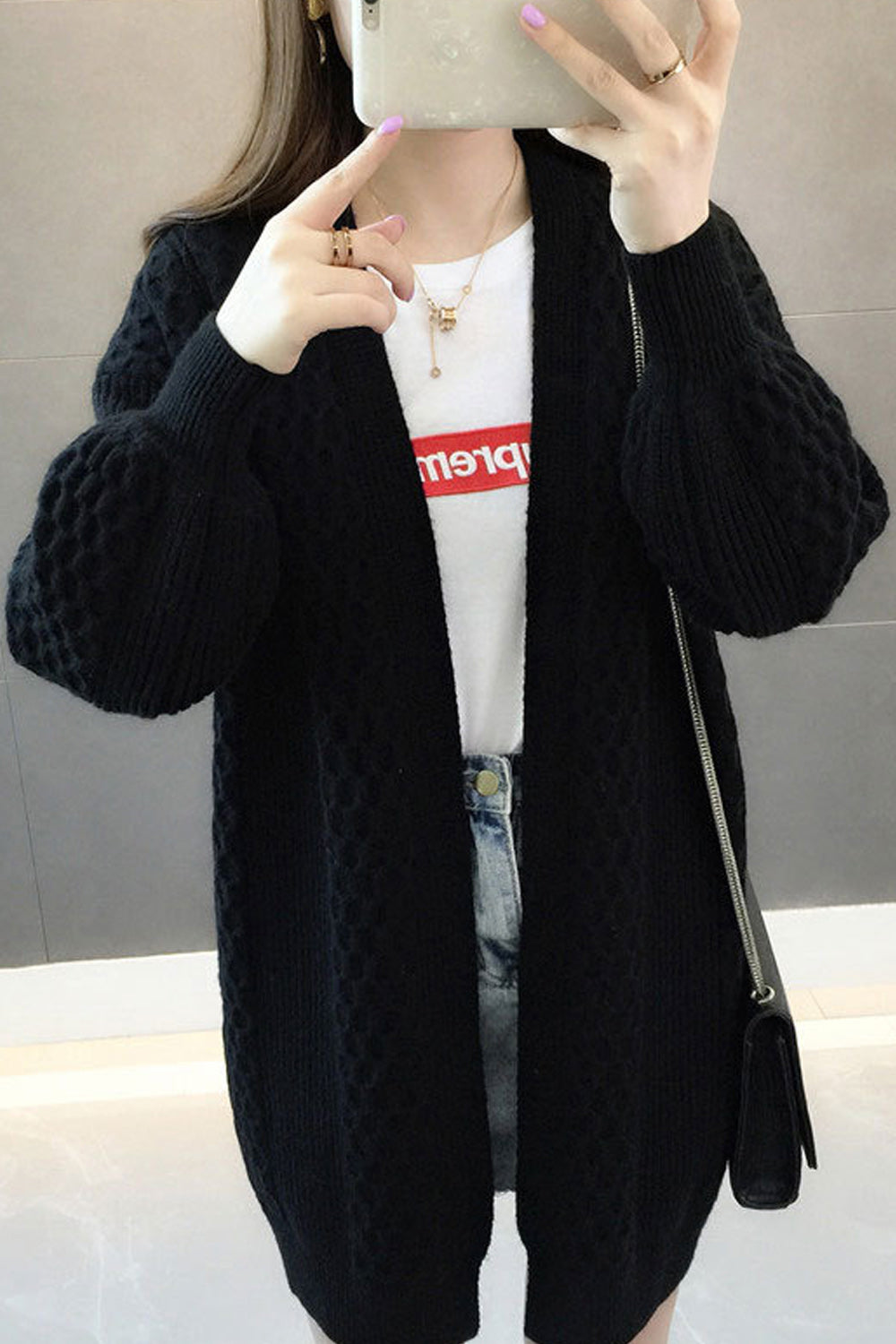Women Comfy Solid Color V Neck Cardigan