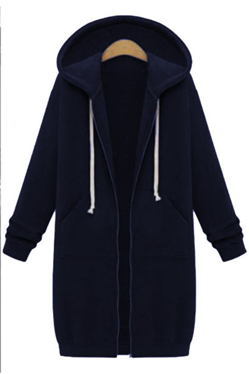 Women Pretty Solid Colored Mid-Length Styled Ribbed Cuff Zipper Closure Warm Hooded Neck Casual Jacket