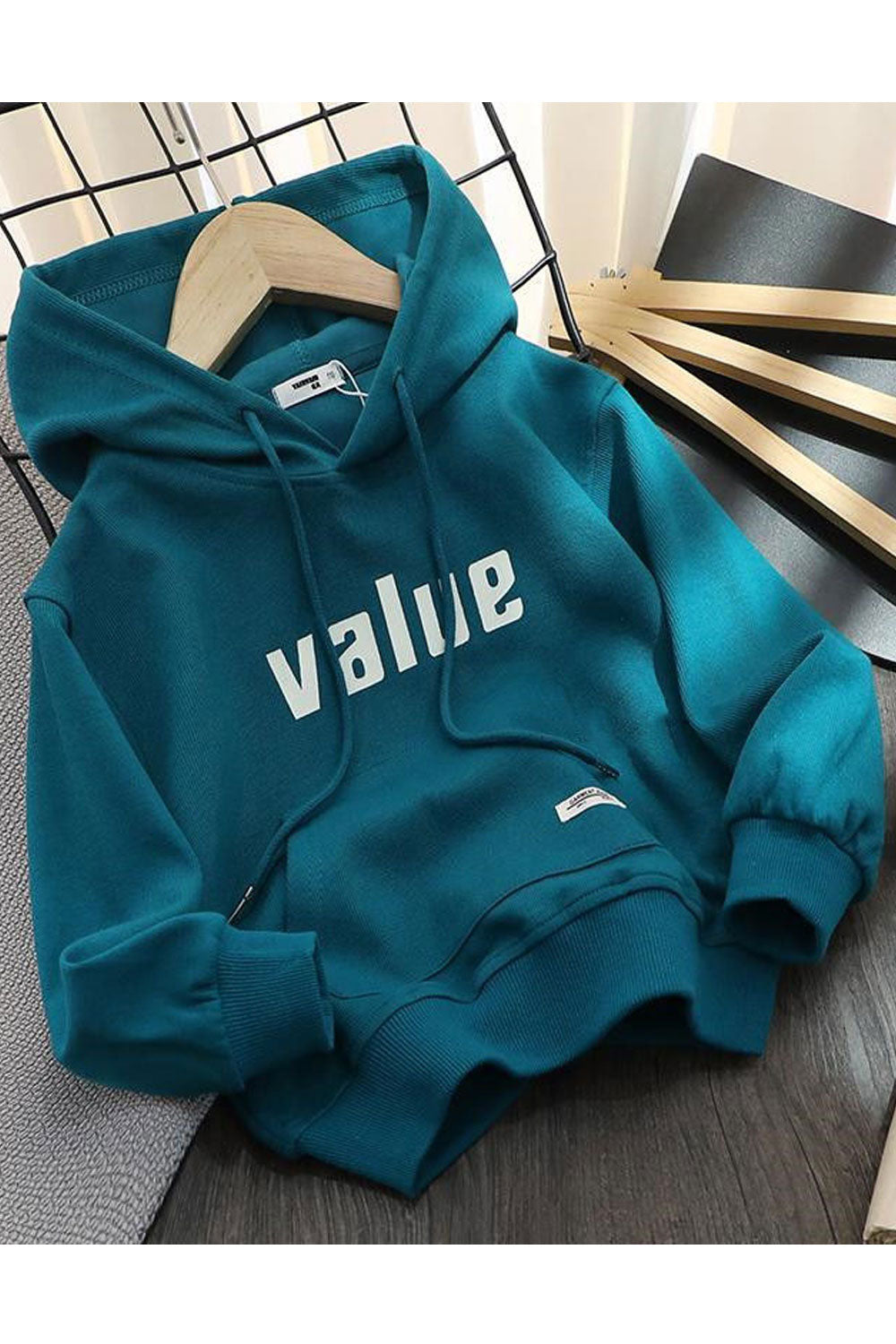 Kids Boys Fabulous Letter Pattern Warm & Stretchable Ribbed Cuff Winter Pullover Hoodie