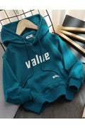 Kids Boys Fabulous Letter Pattern Warm & Stretchable Ribbed Cuff Winter Pullover Hoodie